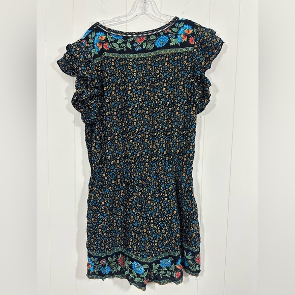 NWT GiGio USA Ruffle Sleeve Floral Boho Romper Half Button Size L elastic Waist - Picture 3 of 9